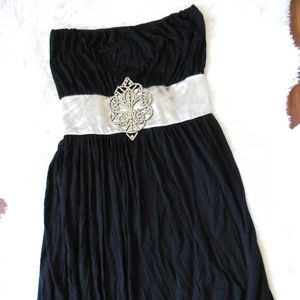 Black & Sliver Short Strapless Dress